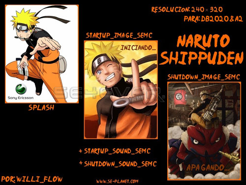 Naruto Splash, Startup and Shutdown Screens for Sony Ericsson
